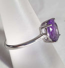 Amethyst Faceted Oval Silver Ring (Size R) | Crystal Jewellery | Gemstone Rings