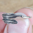 Adjustable Dainty Silver Feather Ring (S) | Crystal Jewellery | Gemstone Rings