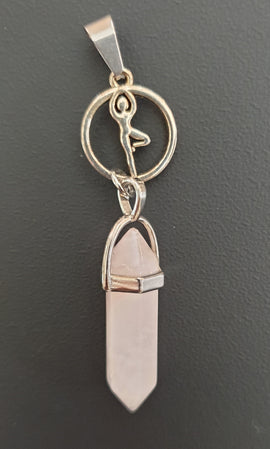 Yoga Pose Rose Quartz Pendant | Crystal Jewellery | Point Pendants