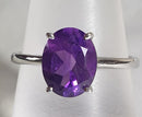 Amethyst Faceted Oval Silver Ring (Size R) | Crystal Jewellery | Gemstone Rings