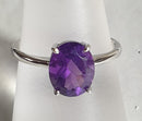 Amethyst Faceted Oval Silver Ring (Size R) | Crystal Jewellery | Gemstone Rings