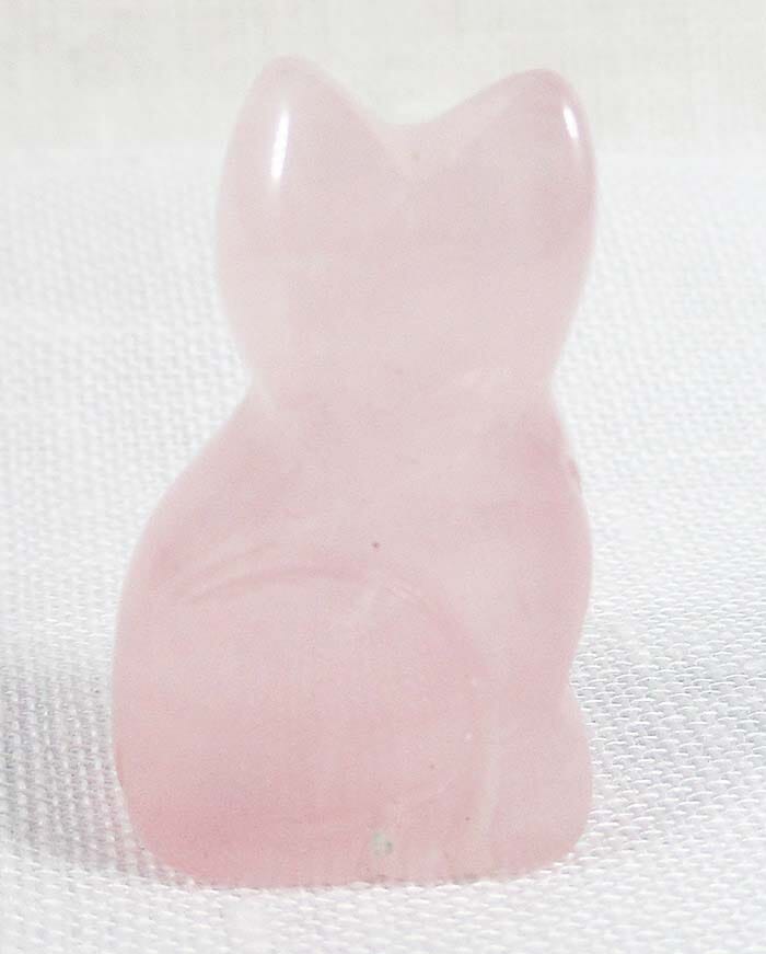 Rose Quartz Cat (Small) Crystal Carvings > Carved Crystal Animals