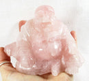 Rose Quartz Crystal Laughing Buddha (XLarge) | Crystal Carvings | Hand Carved Buddhas