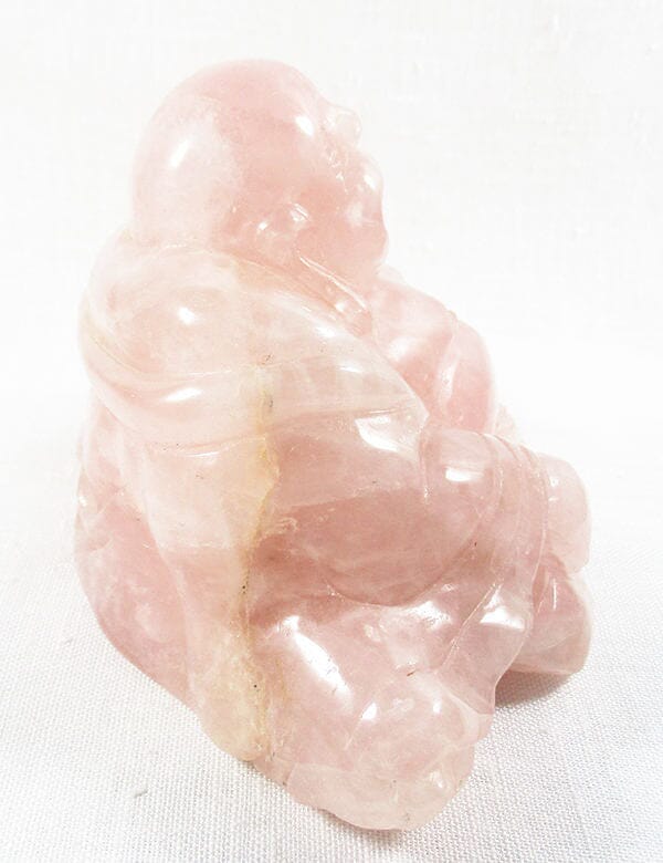 Rose Quartz Laughing Buddha (Large) - Crystal Carvings > Hand Carved Buddhas