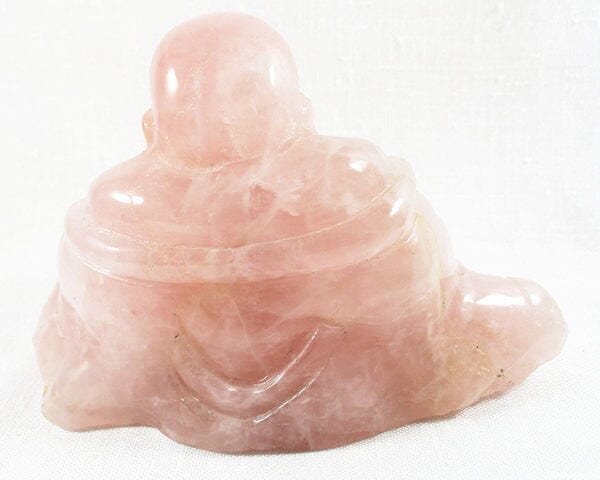 Rose Quartz Laughing Buddha (Large) - Crystal Carvings > Hand Carved Buddhas