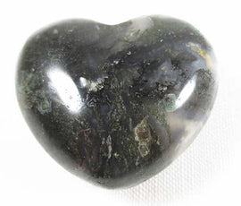 Rough Moss Agate Heart | Crystal Carvings | Polished Crystal Hearts