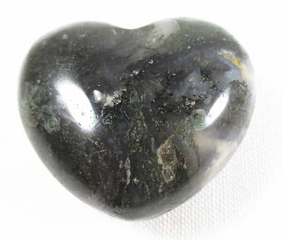 Rough Moss Agate Heart | Crystal Carvings | Polished Crystal Hearts