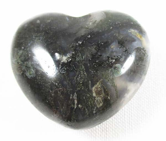 Rough Moss Agate Heart | Crystal Carvings | Polished Crystal Hearts