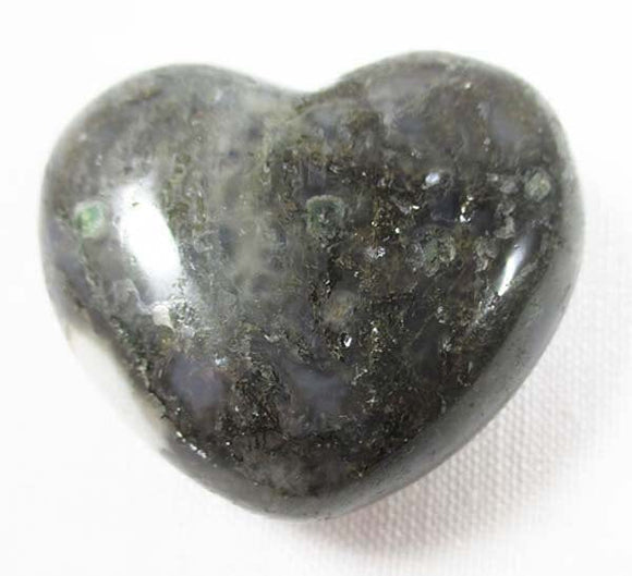 Rough Moss Agate Heart | Crystal Carvings | Polished Crystal Hearts