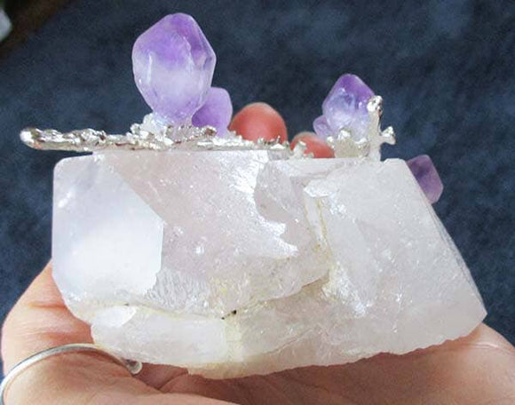 Rough Quartz Points With Amethyst Flowers | Cut & Polished Crystals | Crystal Obelisks & Natural Points