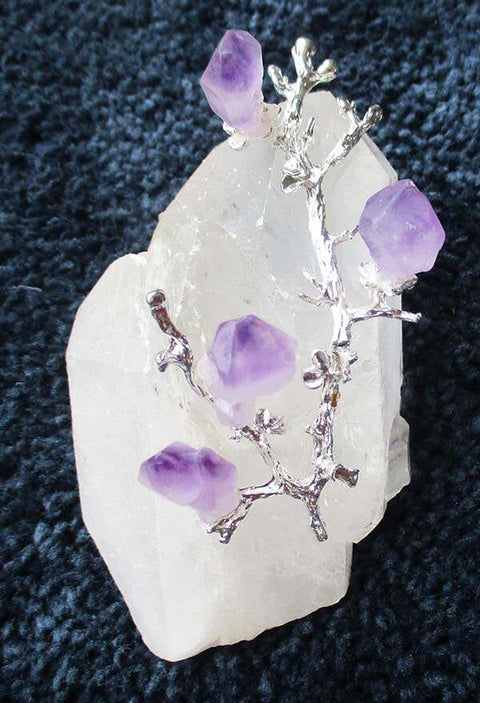 Rough Quartz Points With Amethyst Flowers Cut & Polished Crystals > Crystal Obelisks & Natural Points