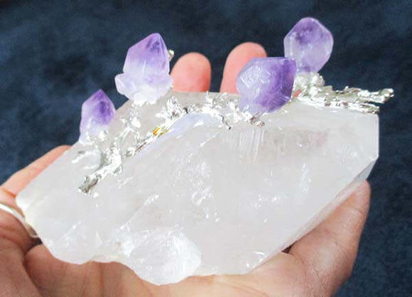 Rough Quartz Points With Amethyst Flowers | Cut & Polished Crystals | Crystal Obelisks & Natural Points