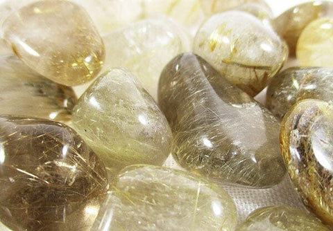 Rutilated Quartz Tumble Stones (x3) Cut & Polished Crystals > Polished Crystal Tumble Stones