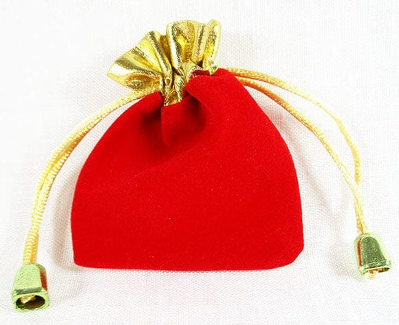 Scarlet and Gold Velvet Pouch | Gift Boxes & Pouches