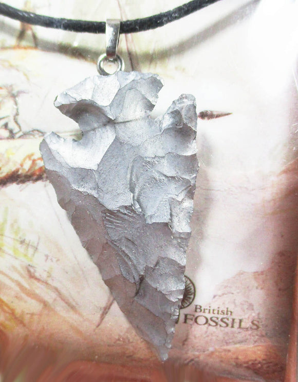 Silver Coloured Agate Crystal Arrow Head Necklace | Crystal Jewellery | Point Pendants