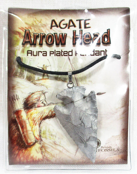 Silver Coloured Agate Arrow Head Necklace Crystal Jewellery > Point Pendants