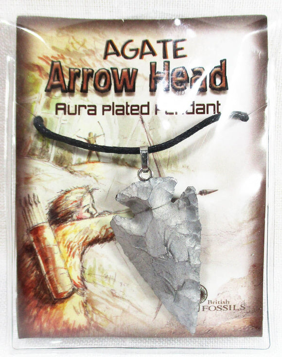 Silver Coloured Agate Crystal Arrow Head Necklace | Crystal Jewellery | Point Pendants