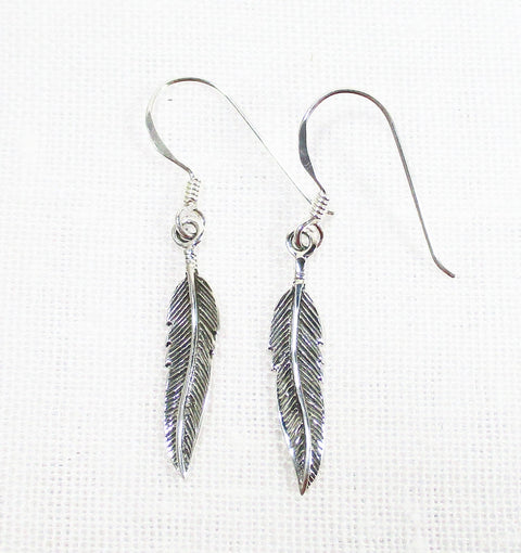 Silver Feather Earrings Crystal Jewellery > Gemstone Earrings