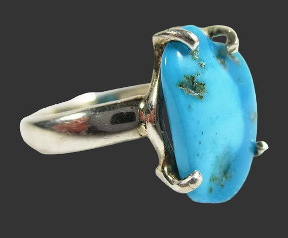 Sleeping Beauty Healing Crystal Turquoise Ring (Size N) | Crystal Jewellery | Gemstone Rings