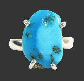 Sleeping Beauty Healing Crystal Turquoise Ring (Size N) | Crystal Jewellery | Gemstone Rings