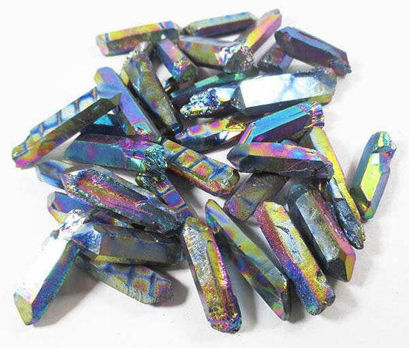 Small Rainbow Aura Criss Cross Quartz Crystal Point | Cut & Polished Crystals | Crystal Obelisks & Natural Points
