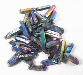 Small Rainbow Aura Criss Cross Quartz Crystal Point | Cut & Polished Crystals | Crystal Obelisks & Natural Points