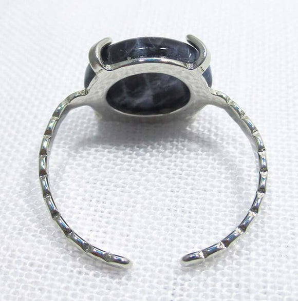 Sodalite Crystal Adjustable Silver Plated Circle Ring | Crystal Jewellery | Gemstone Rings