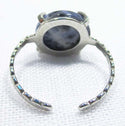 Sodalite Adjustable Silver Plated Circle Ring - 3