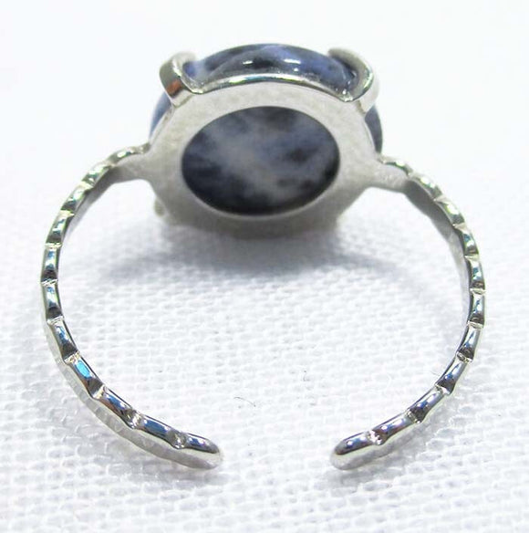 Sodalite Crystal Adjustable Silver Plated Circle Ring | Crystal Jewellery | Gemstone Rings