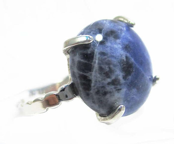 Sodalite Crystal Adjustable Silver Plated Circle Ring | Crystal Jewellery | Gemstone Rings
