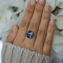 Sodalite Adjustable Silver Plated Circle Ring - 4