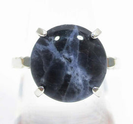 Sodalite Crystal Adjustable Silver Plated Circle Ring | Crystal Jewellery | Gemstone Rings