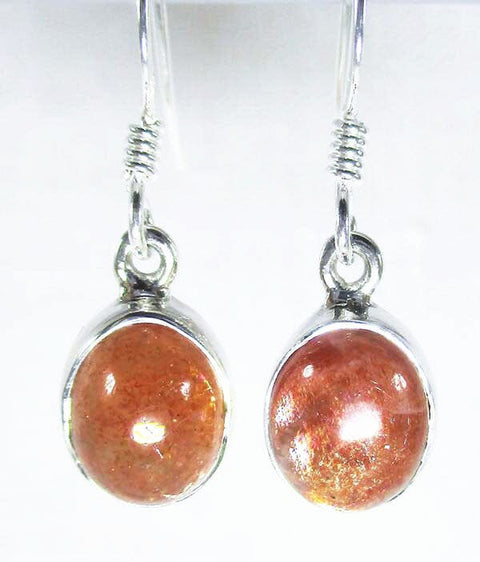 Sunstone Simple Oval Earrings Crystal Jewellery > Gemstone Earrings