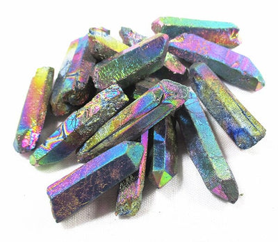 Textured Rough Rainbow Aura Quartz Crystal Point X 1 | Cut & Polished Crystals | Crystal Obelisks & Natural Points