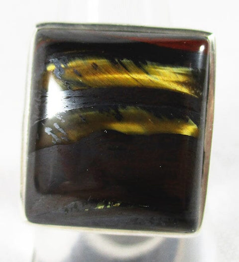 Tiger Iron Rectangular Ring (Size Q) Crystal Jewellery > Gemstone Rings