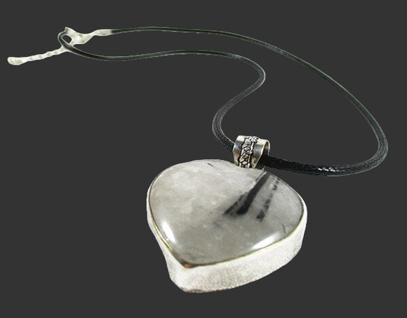Tourmalinated Quartz Heart Necklace (Plated) | Crystal Jewellery | Crystal Pendants