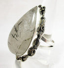 Tourmalinated Quartz Ring (Plated) Size 0 | Crystal Jewellery | Gemstone Rings