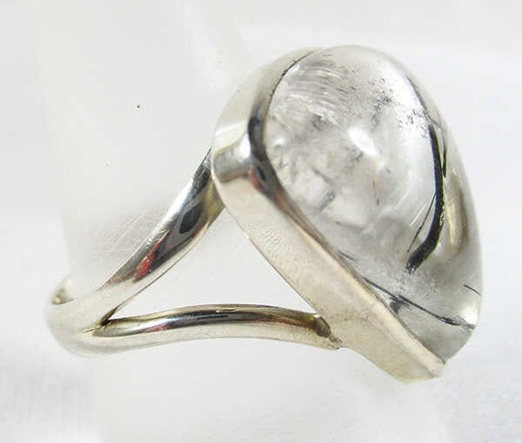 Tourmalinated Quartz Healing Crystal Ring (Size Q) | Crystal Jewellery | Gemstone Rings