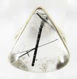 Tourmalinated Quartz Healing Crystal Ring (Size Q) | Crystal Jewellery | Gemstone Rings