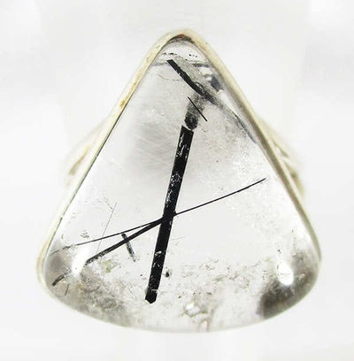 Tourmalinated Quartz Healing Crystal Ring (Size Q) | Crystal Jewellery | Gemstone Rings