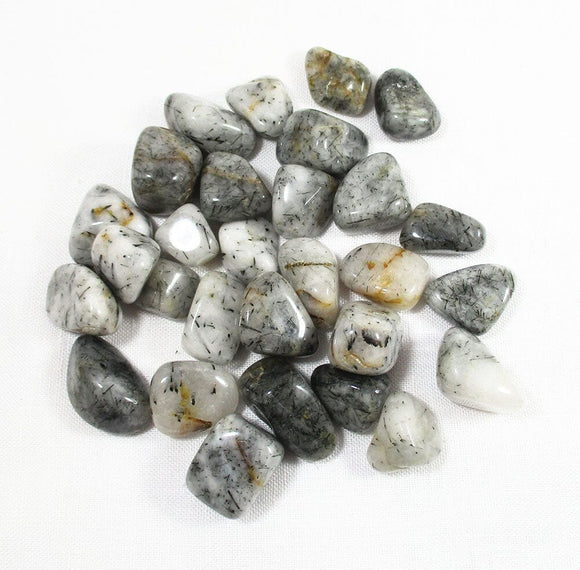 Tourmalinated Quartz Healing Crystal Tumble Stones | Reduced to clear