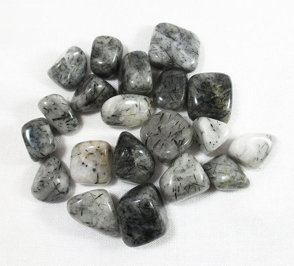 Rough Tourmalinated Quartz Tumble Stones (x3) | Cut & Polished Crystals | Polished Crystal Tumble Stones