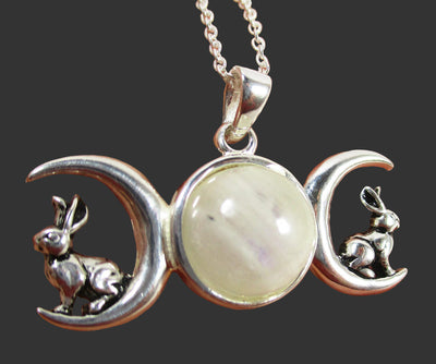 Triple Moon Hare Pendant | Crystal Jewellery | Crystal Pendants