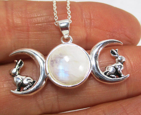 Triple Moon Hare Pendant Crystal Jewellery > Crystal Pendants