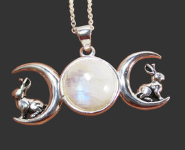 Triple Moon Hare Pendant | Crystal Jewellery | Crystal Pendants