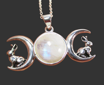 Triple Moon Hare Pendant | Crystal Jewellery | Crystal Pendants