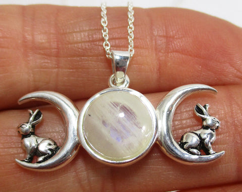 Triple Moon Hare Pendant Crystal Jewellery > Crystal Pendants