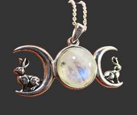 Triple Moon Hare Pendant | Crystal Jewellery | Crystal Pendants