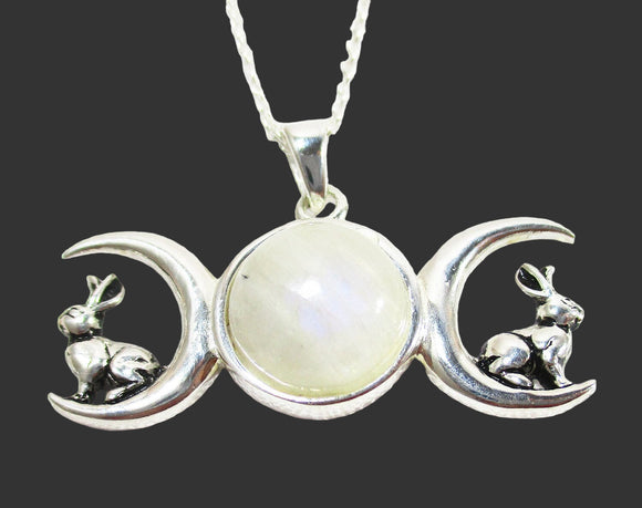Triple Moon Hare Pendant | Crystal Jewellery | Crystal Pendants