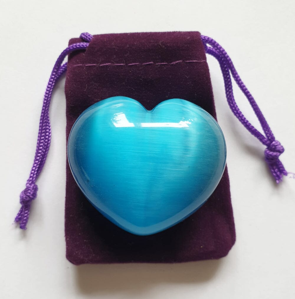 Turquoise Cats Eye Heart - Crystal Carvings > Polished Crystal Hearts